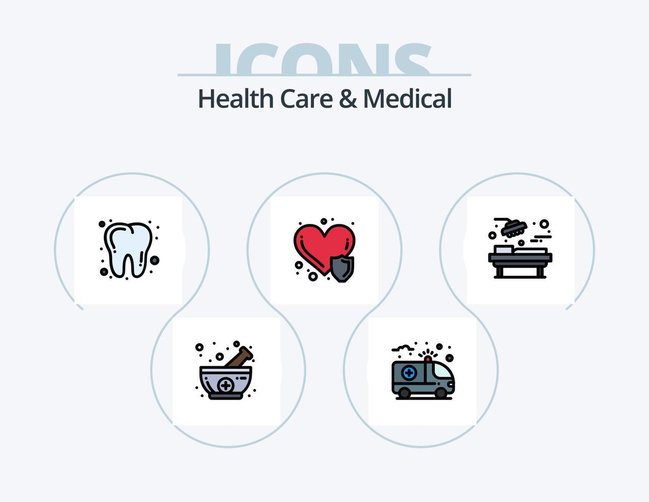 Gezondheid zorg en medisch lijn gevulde icoon pak 5 icoon ontwerp. medisch. zorg. tandheelkundige. medisch. Gezondheid vector