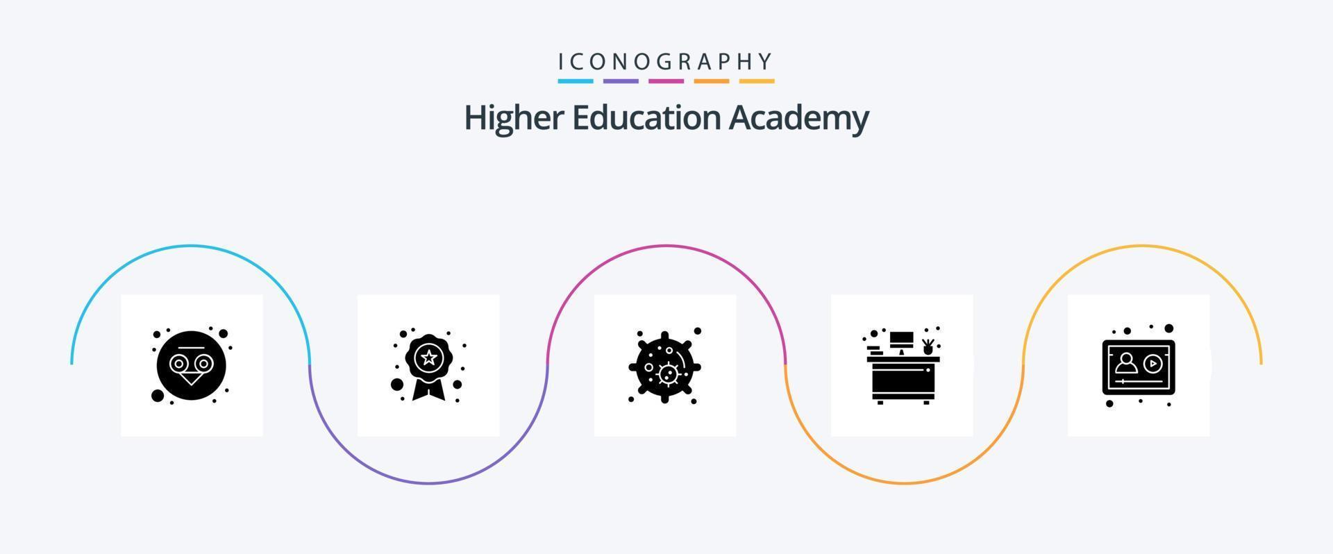 academie glyph 5 icoon pak inclusief . profiel. cel. online. werkplaats vector