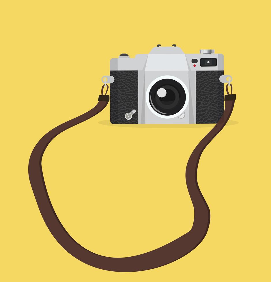 vintage fotocamera met riem vector