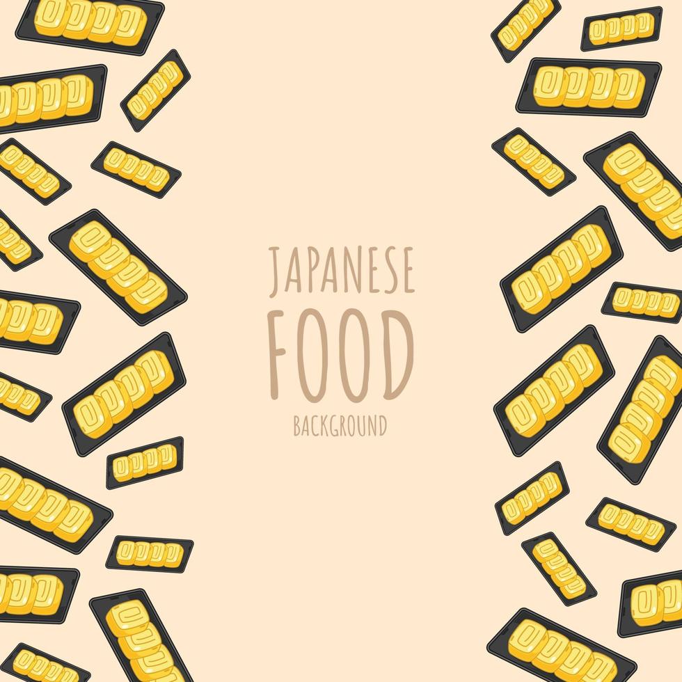 tekenfilm tamagoyaki, Japans voedsel kader grens achtergrond vector