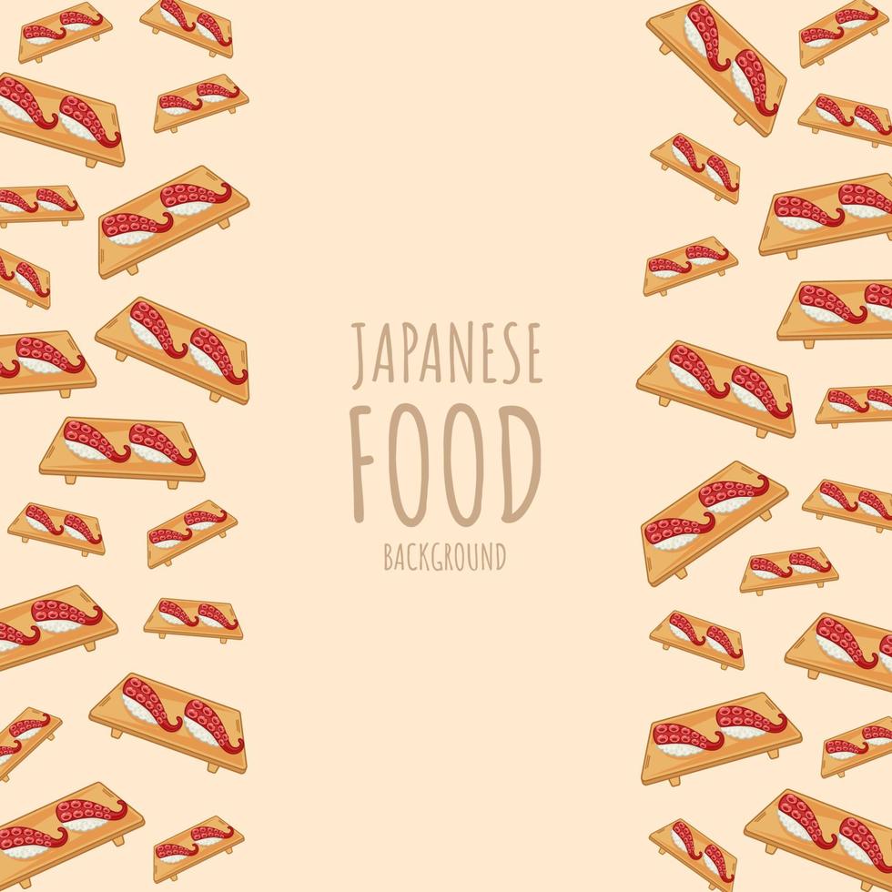 tekenfilm sushi-octopus, Japans voedsel kader grens achtergrond vector