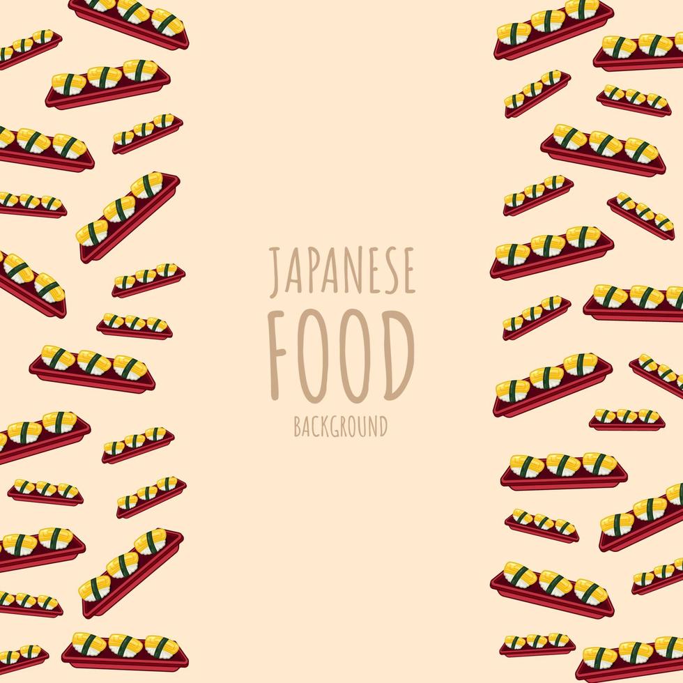 tekenfilm ei, Japans voedsel kader grens achtergrond vector