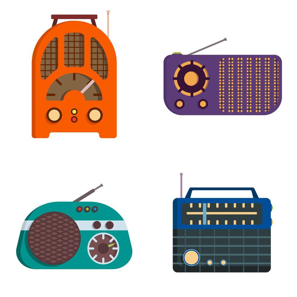 set van retro radio's vector