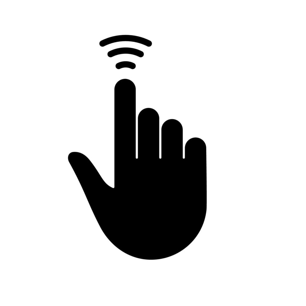 cursor hand- computer muis silhouet icoon. wijzer vinger zwart glyph pictogram. Klik druk op dubbele kraan tintje vegen punt gebaar Aan cyberspace website teken. geïsoleerd vector illustratie.