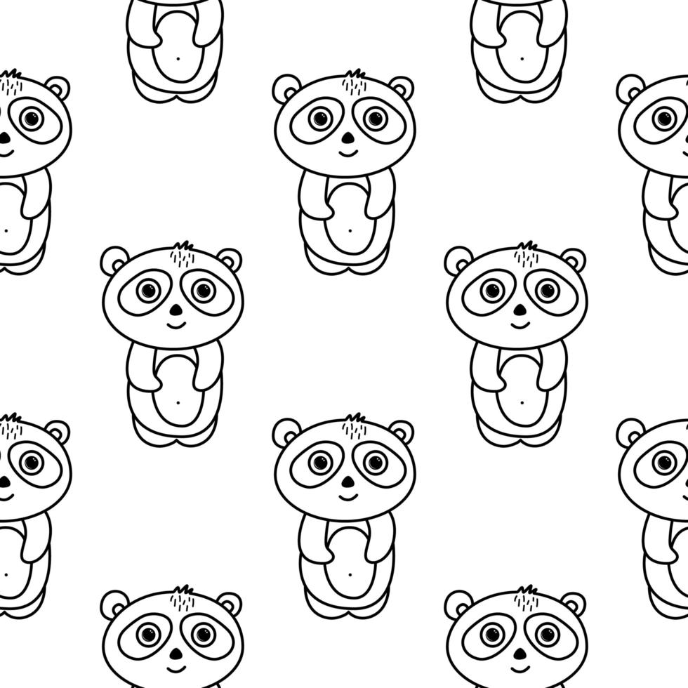 panda naadloze patroon in doodle stijl vector
