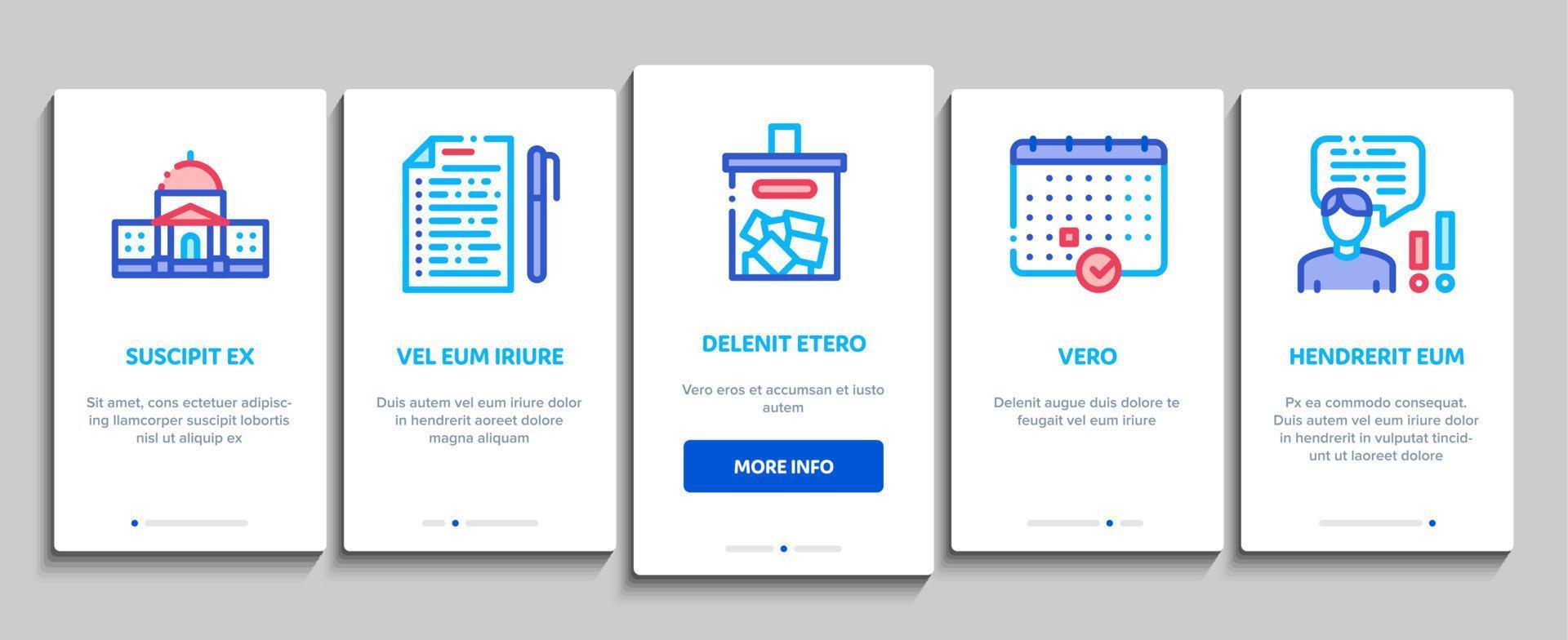 stemmen en verkiezing onboarding reeks vector