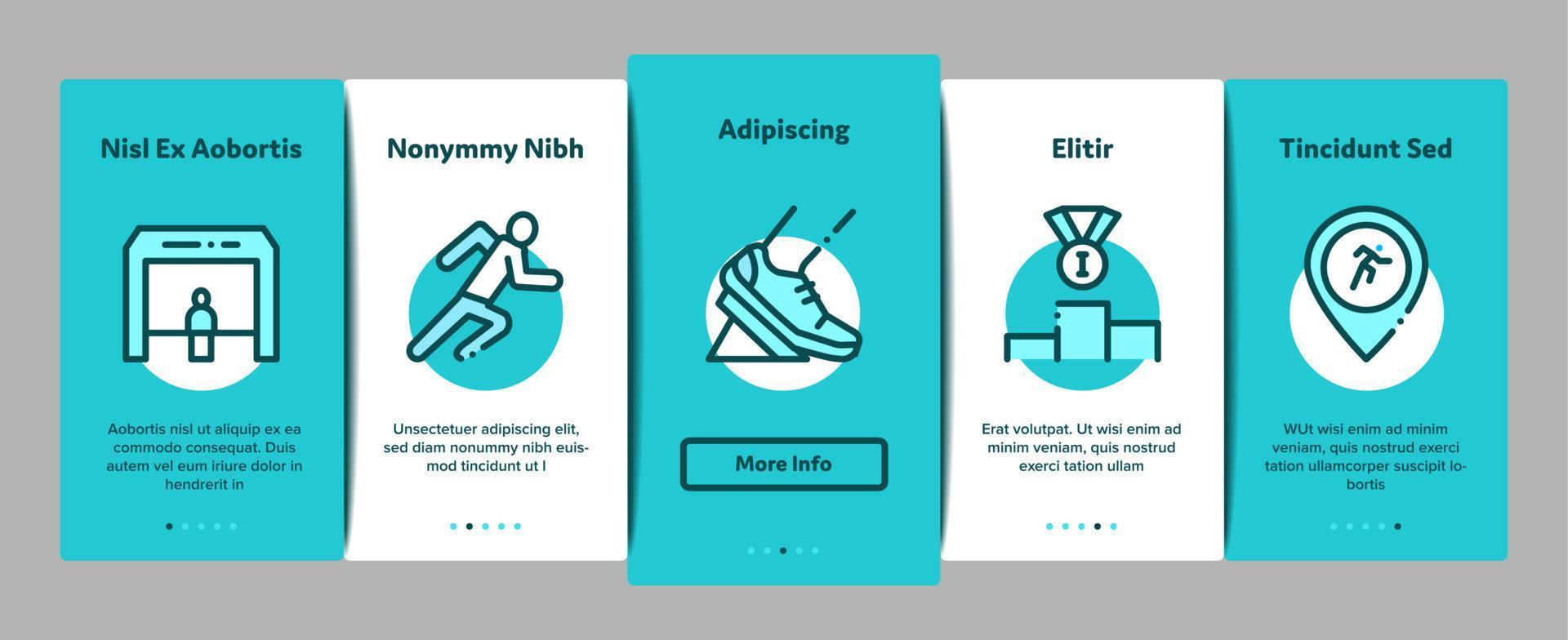 marathon onboarding elementen pictogrammen reeks vector