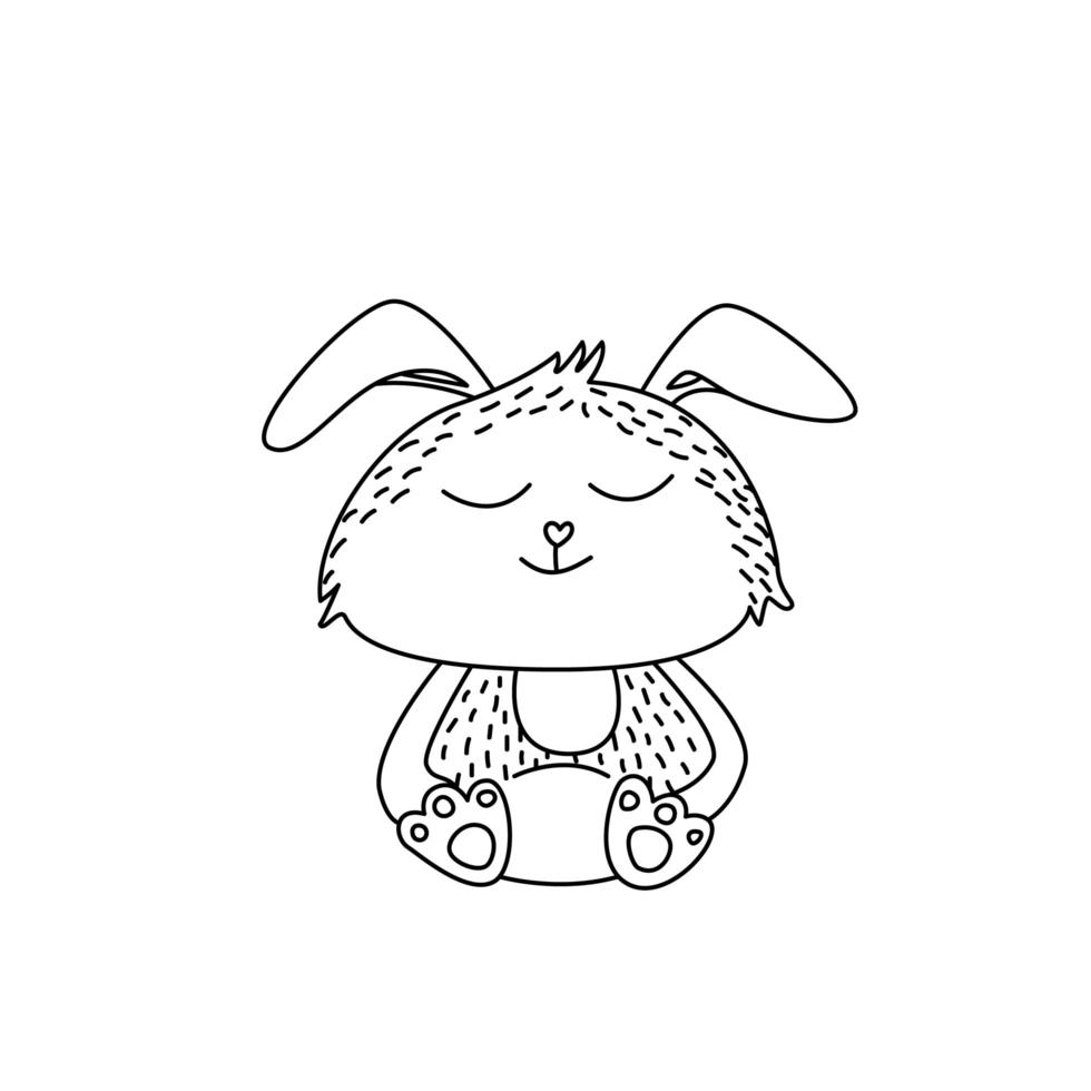 schattig konijn pictogram in doodle stijl vector