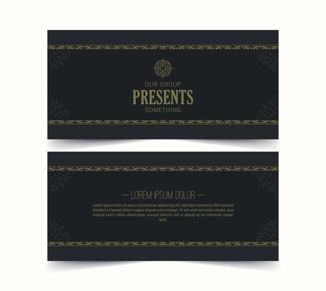 luxe visitekaartje en vintage ornament logo vector sjabloon