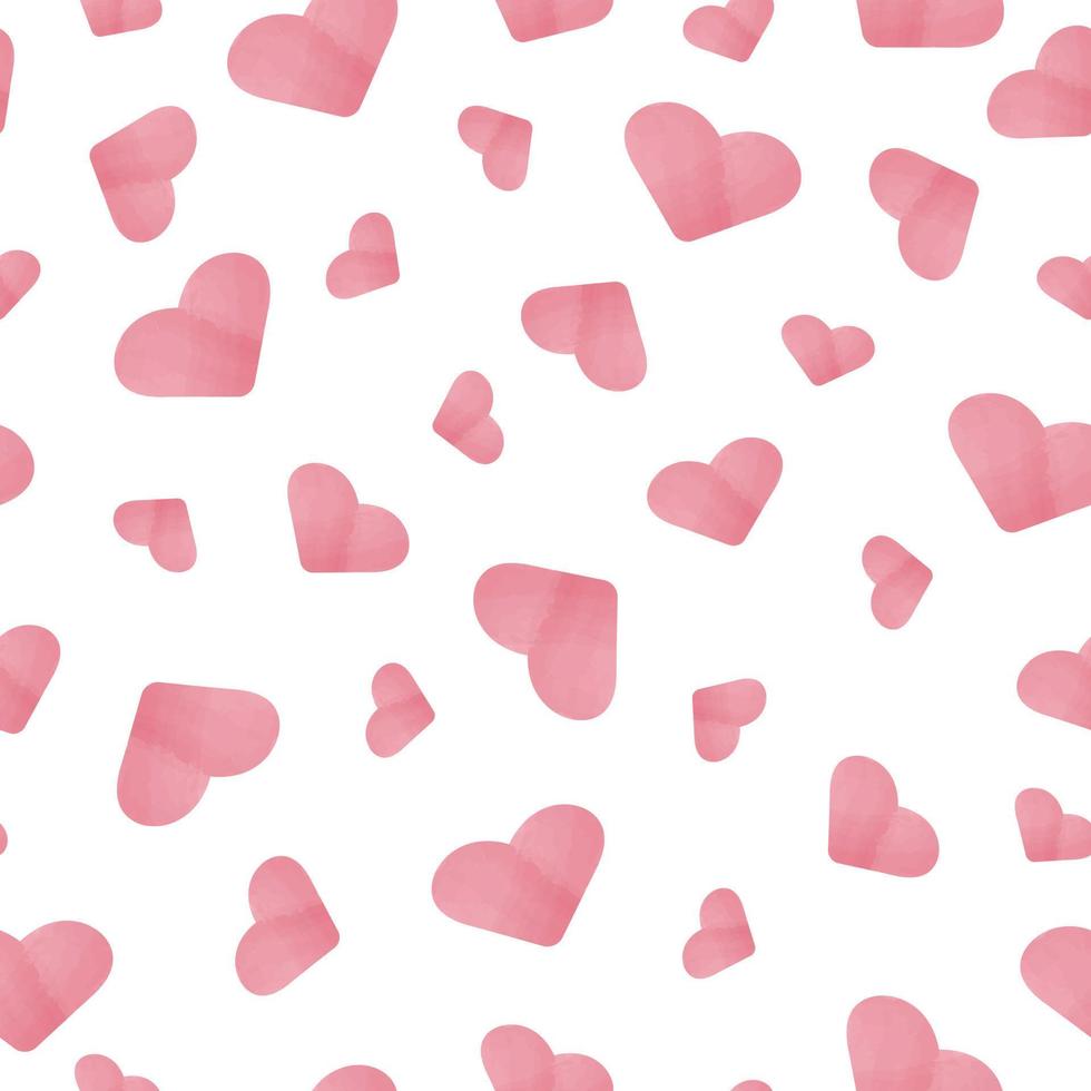 naadloos patroon van waterverf roze harten Aan een wit achtergrond vector
