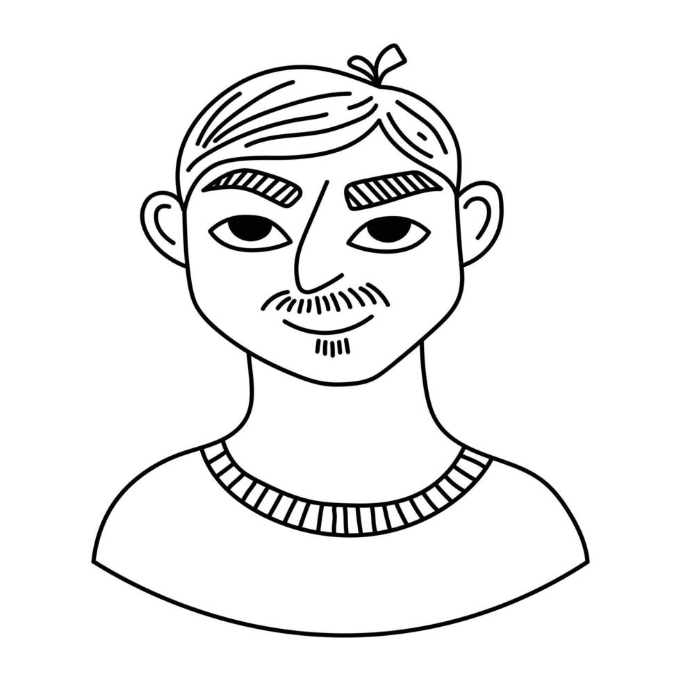 zwart en wit tekening clip art. een gemakkelijk portret van een Mens. gemakkelijk naar verandering kleur. vector