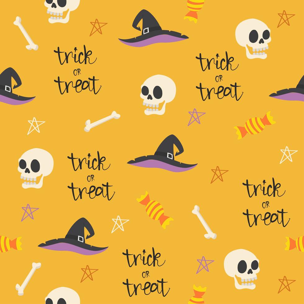 naadloze patroon van halloween-elementen, trick or treat vector