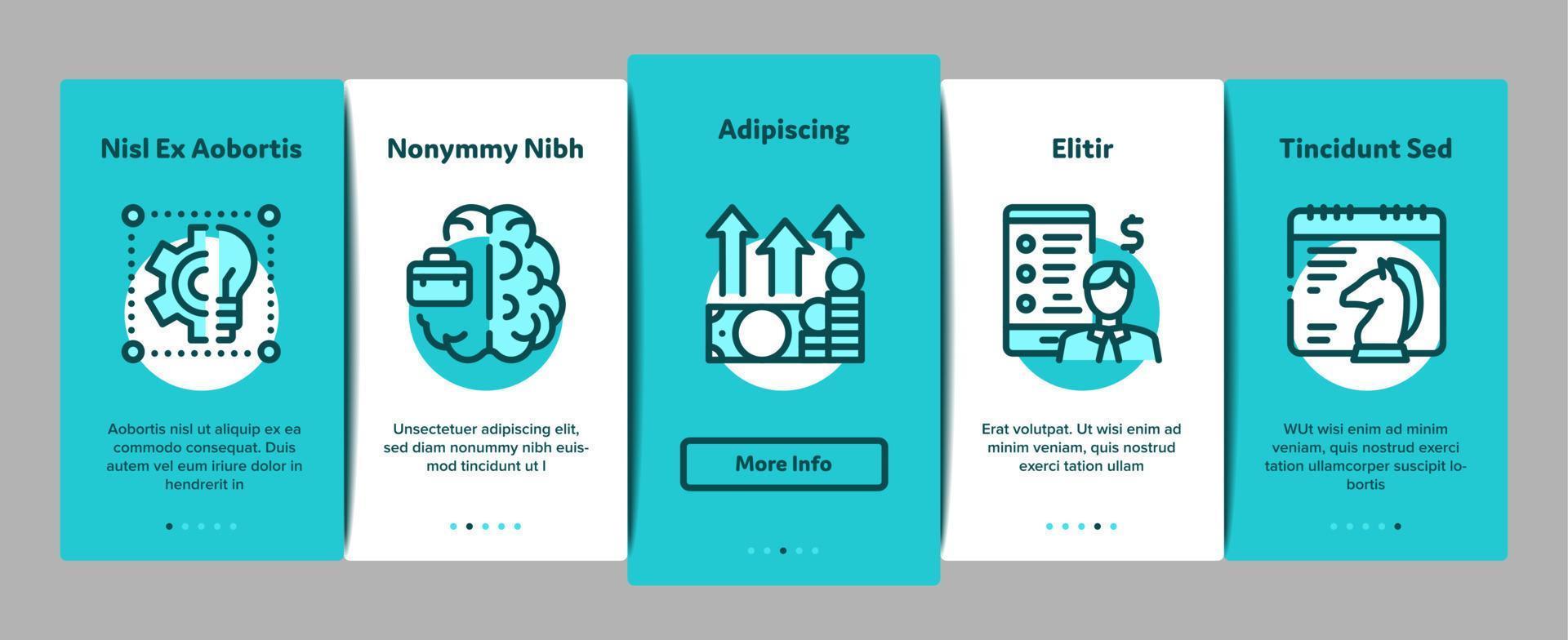 ondernemer bedrijf onboarding elementen pictogrammen reeks vector