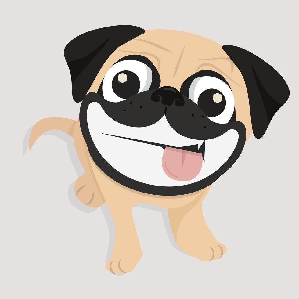 gelukkige pug hond met een grote glimlach vector