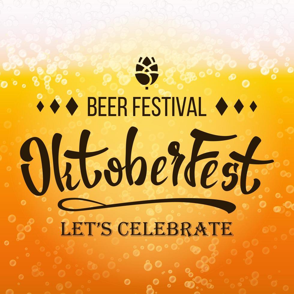 oktoberfeest bier festival vector. dichtbij omhoog bier met schuim en bubbels. modern viering ontwerp. vector