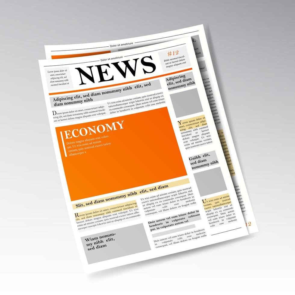 gevouwen realistisch economisch krant- vector. bedrijf, financiën informatie. dagelijks krant- logboek ontwerp. illustratie vector