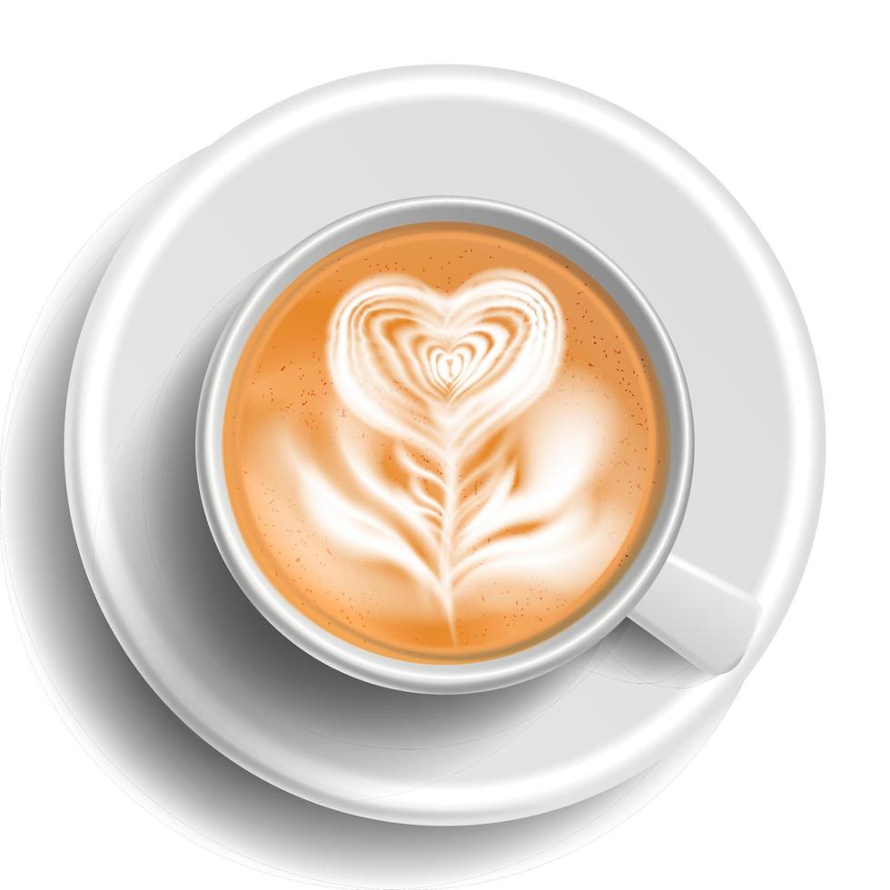 koffie kunst vector. top visie. heet cappuccino koffie beker. espresso. snel voedsel beker. wit mok. geïsoleerd illustratie vector