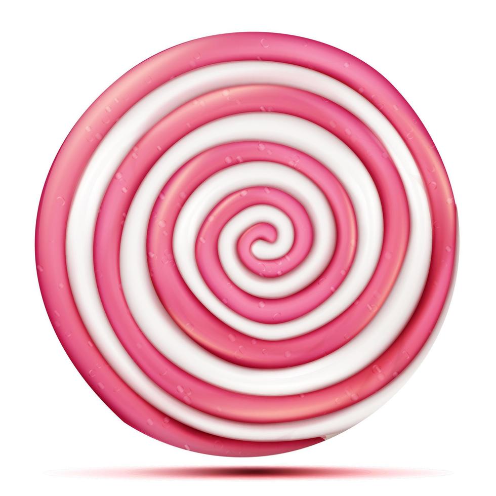 ronde roze lolly geïsoleerd vector. klassiek zoet realistisch snoep abstract spiraal illustratie vector