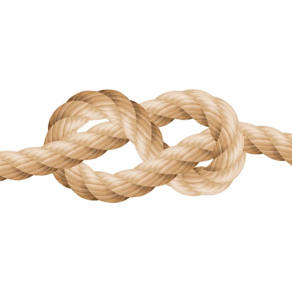 realistisch touw lijn ofwel? knoop. geel gedraaid touwen set, geïsoleerd Aan wit achtergrond. vector illustratie