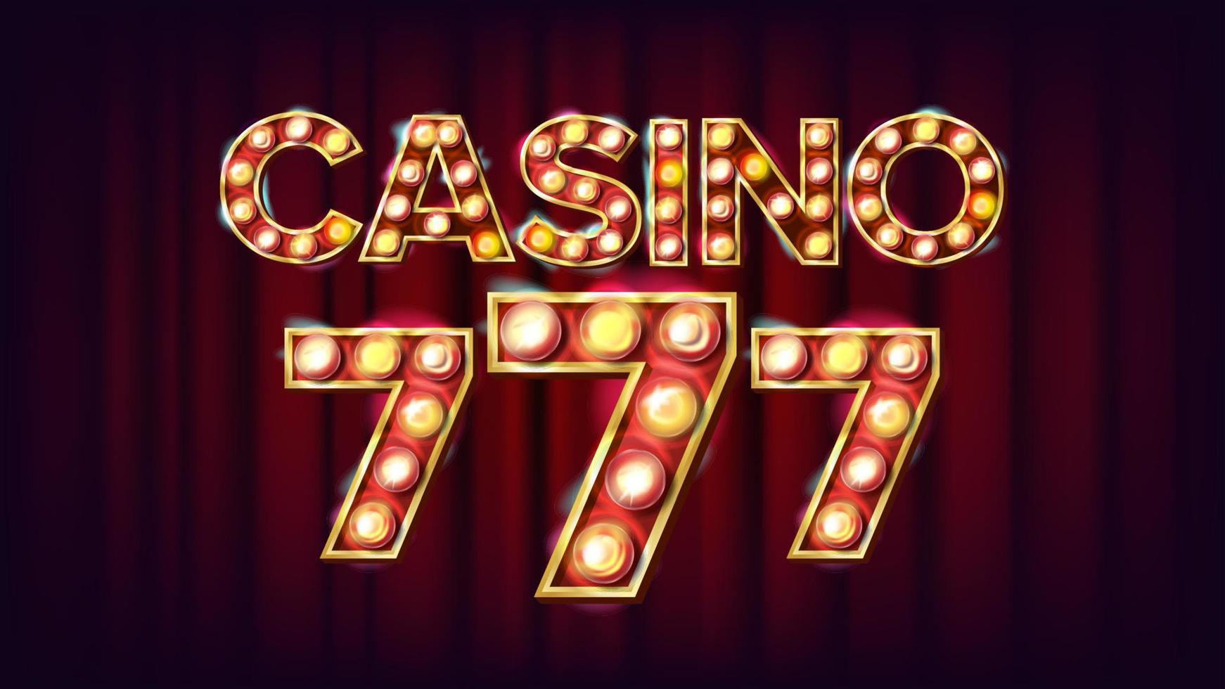 casino 777 banier vector. casino wijnoogst stijl verlichte licht. Lucky illustratie vector