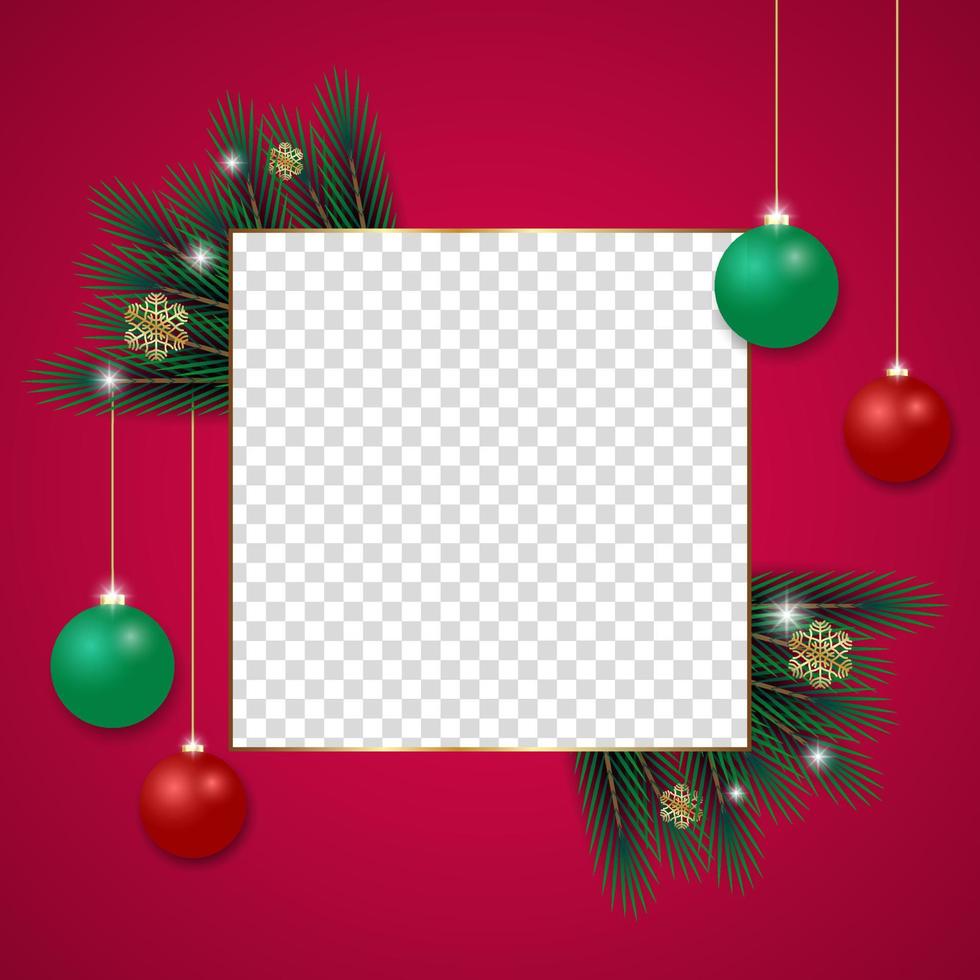 over elegant Kerstmis foto kader rood bloem grafisch vector