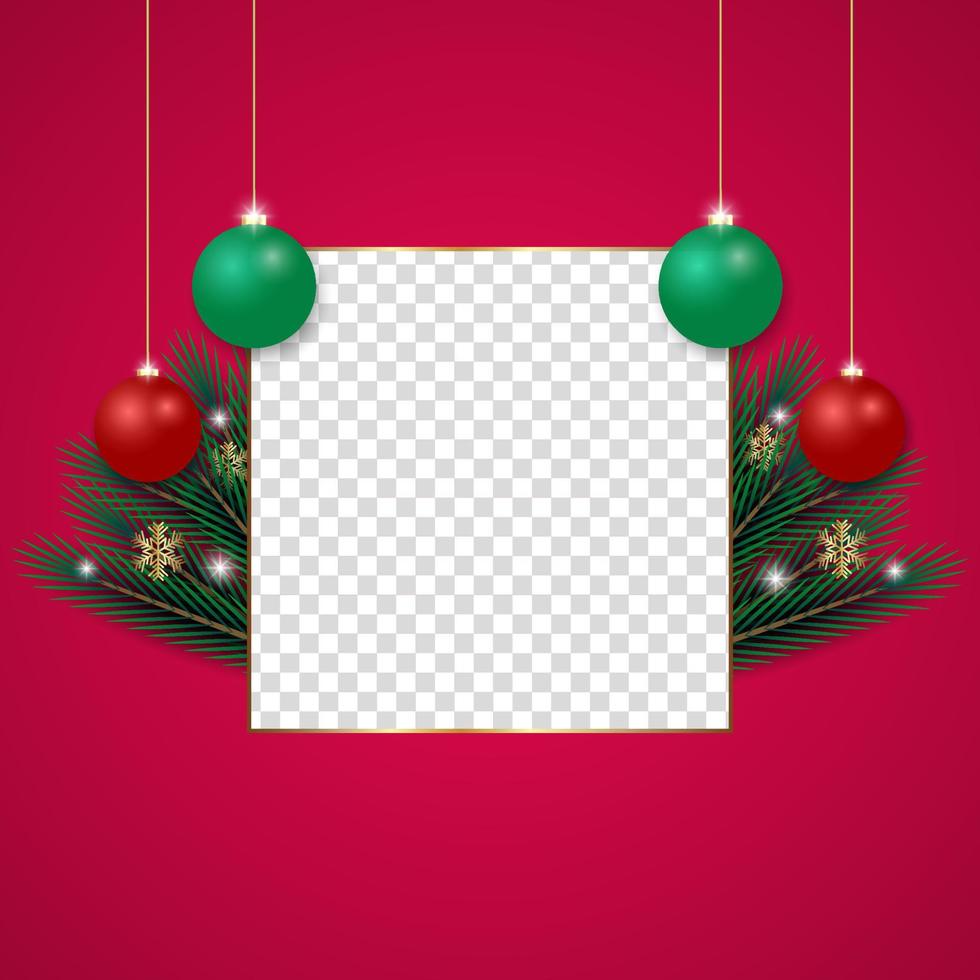 Kerstmis foto kader Kerstmis blad Kerstmis rood bal vector