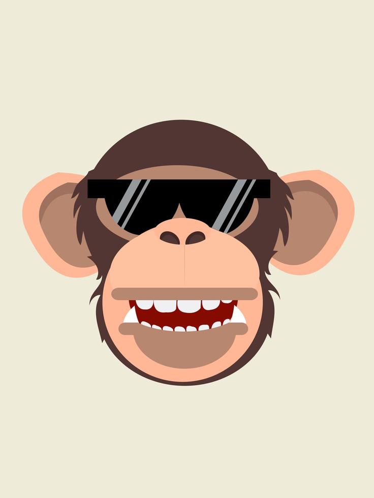 coole chimpansee met zonnebril vector