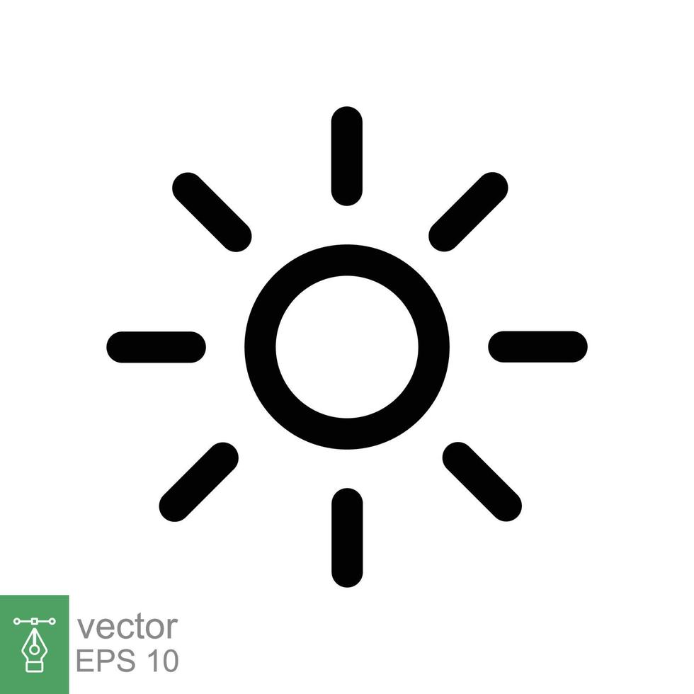 zon icoon. gemakkelijk schets stijl. helderheid symbool, intensiteit instelling, helder, licht, warmte, energie concept. lijn vector illustratie geïsoleerd Aan wit achtergrond. eps 10.