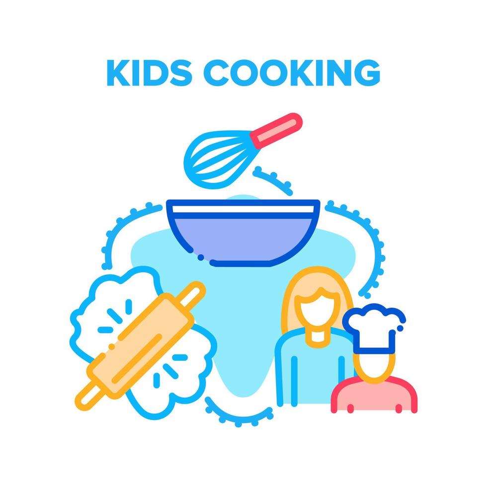 kinderen koken vector concept kleur illustratie