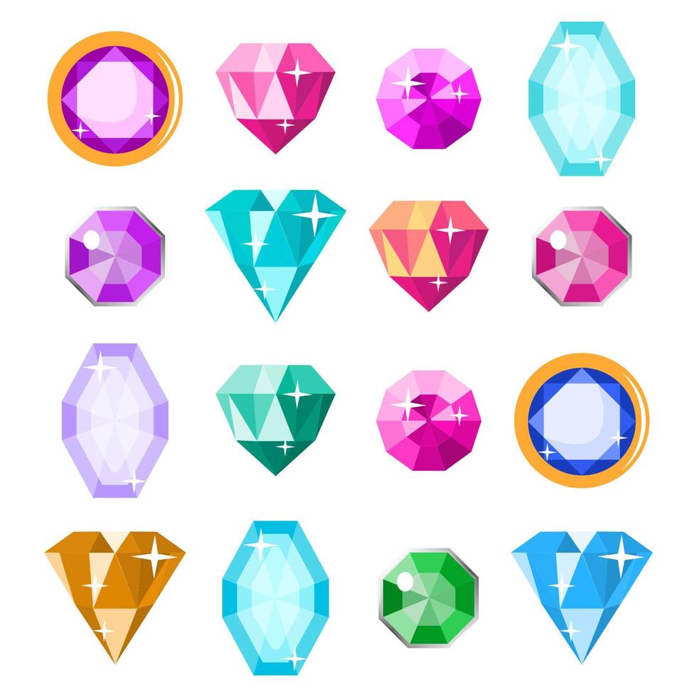 kostbaar stenen reeks vector. tekenfilm juwelen, kostbaar diamanten edelsteen. geïsoleerd illustratie vector