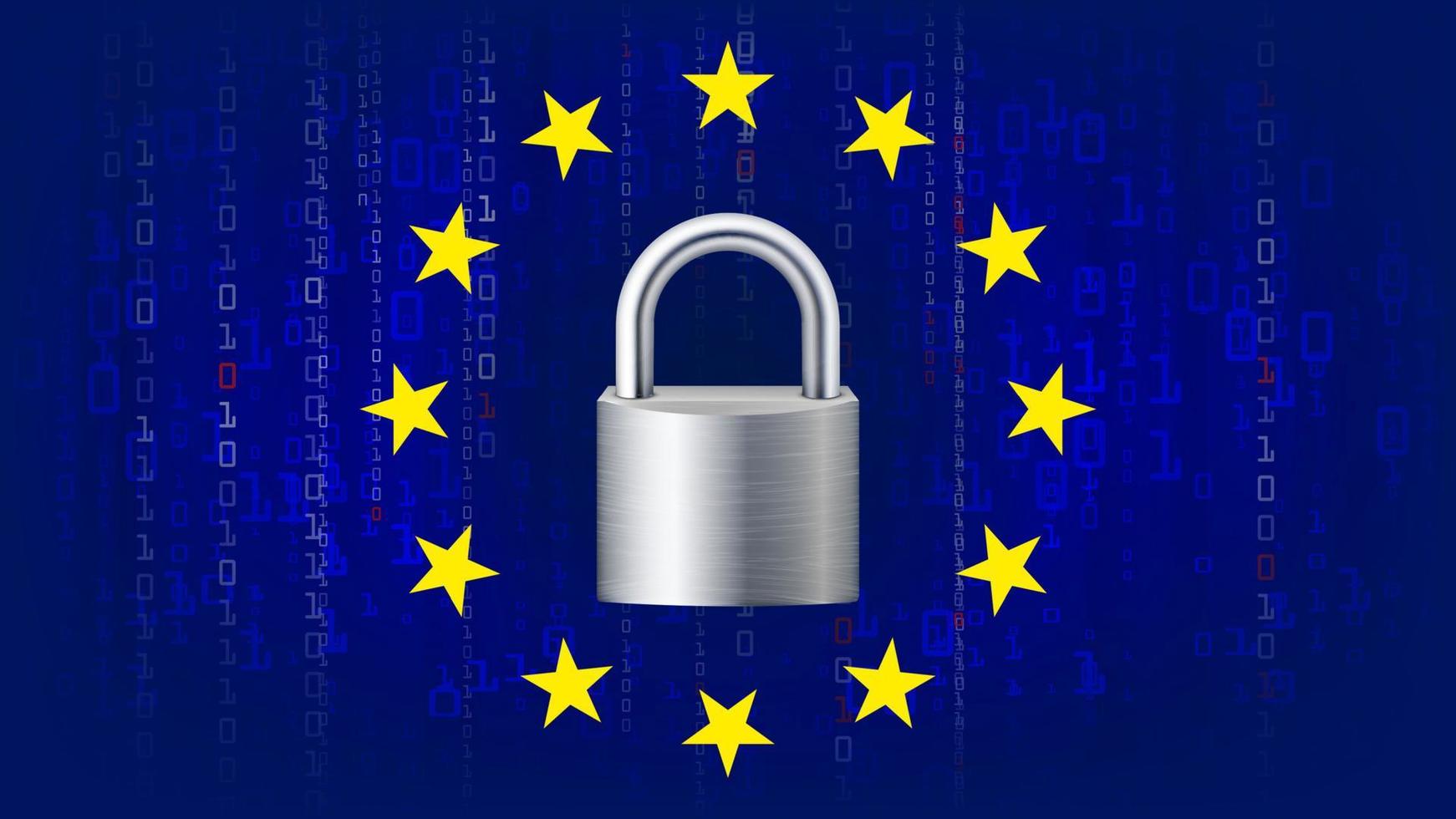 gdpr achtergrond vector. hangslot. blauw Matrix. internet regulatie. bescherming van persoonlijk gegevens. illustratie vector