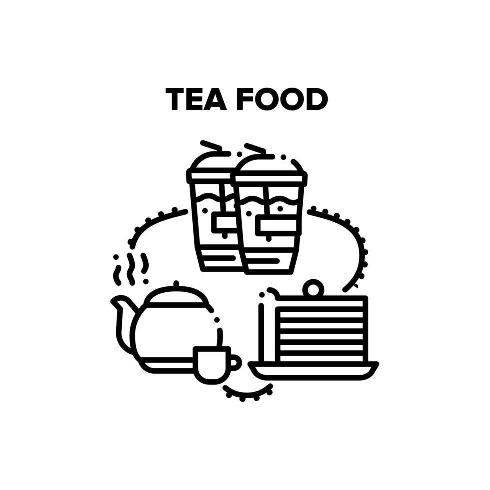 thee voedsel smakelijk vector zwart illustratie