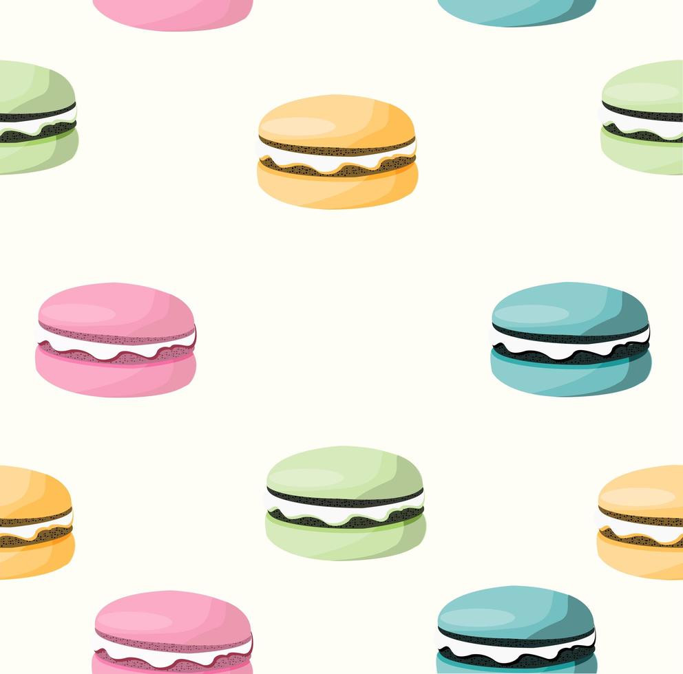 naadloze patroon van kleurrijke macarons vector