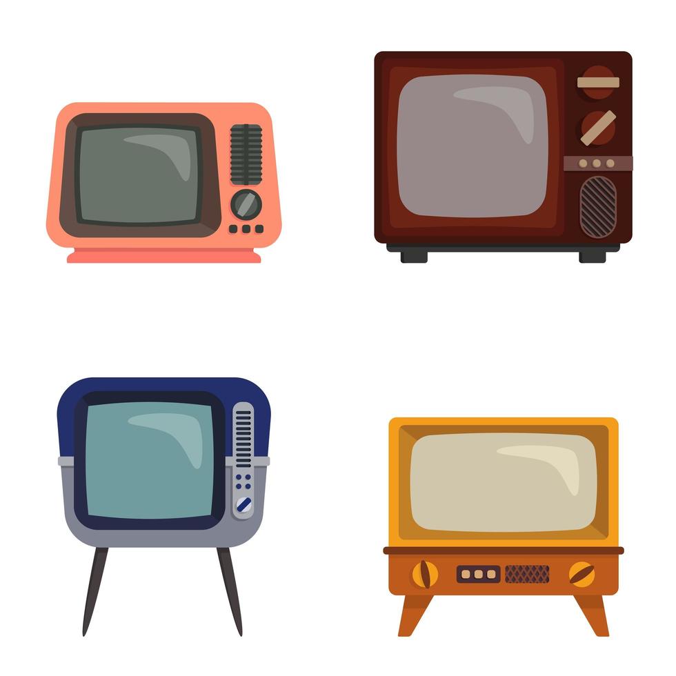 set van verschillende retro televisies vector