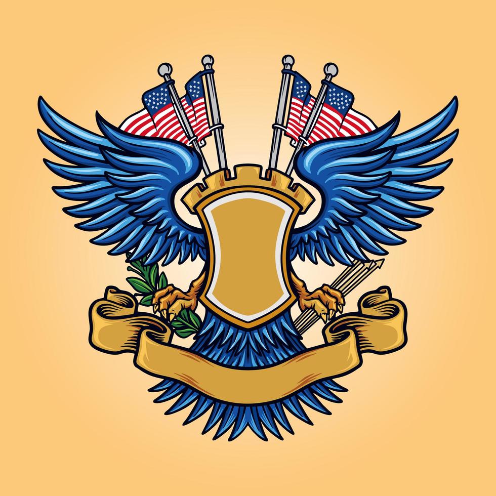 vlag amerikaanse badge mascotte vector