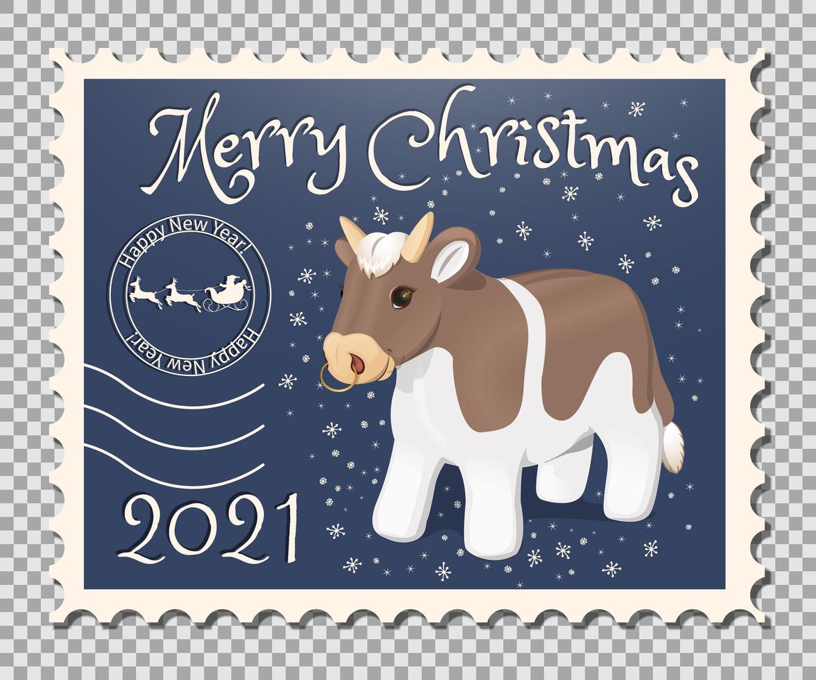 2021 jaar van de stier-stempel vector