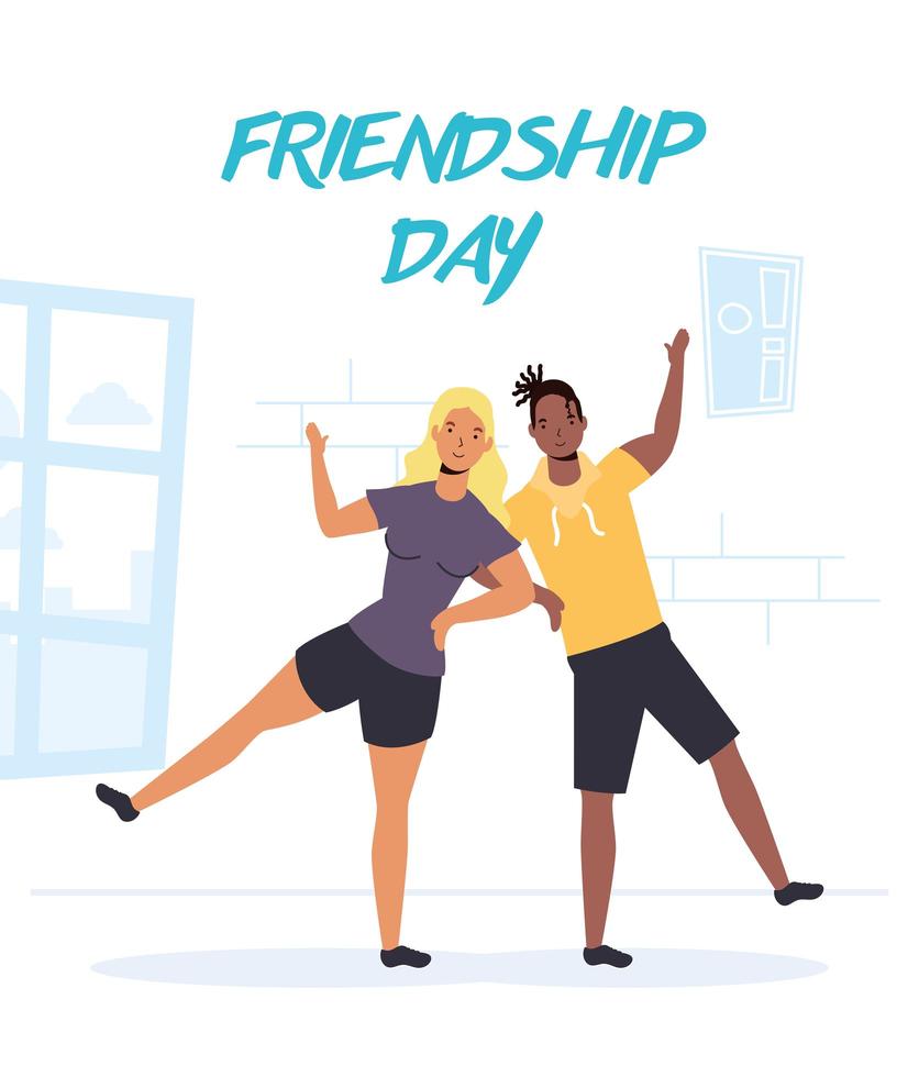 gelukkige jonge mensen voor de viering van de vriendschapsdag vector