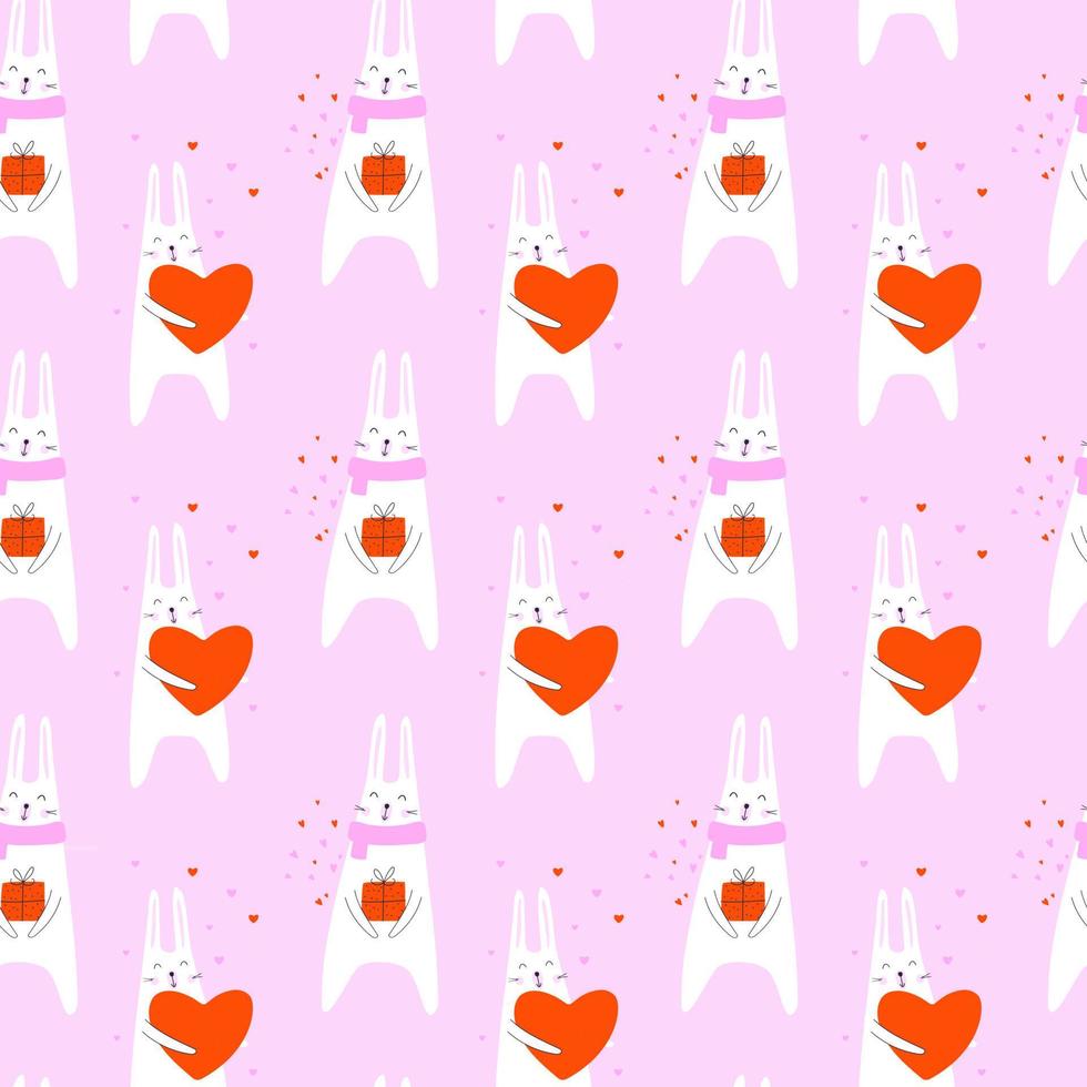 naadloos patroon met harten en konijnen. vector illustraties