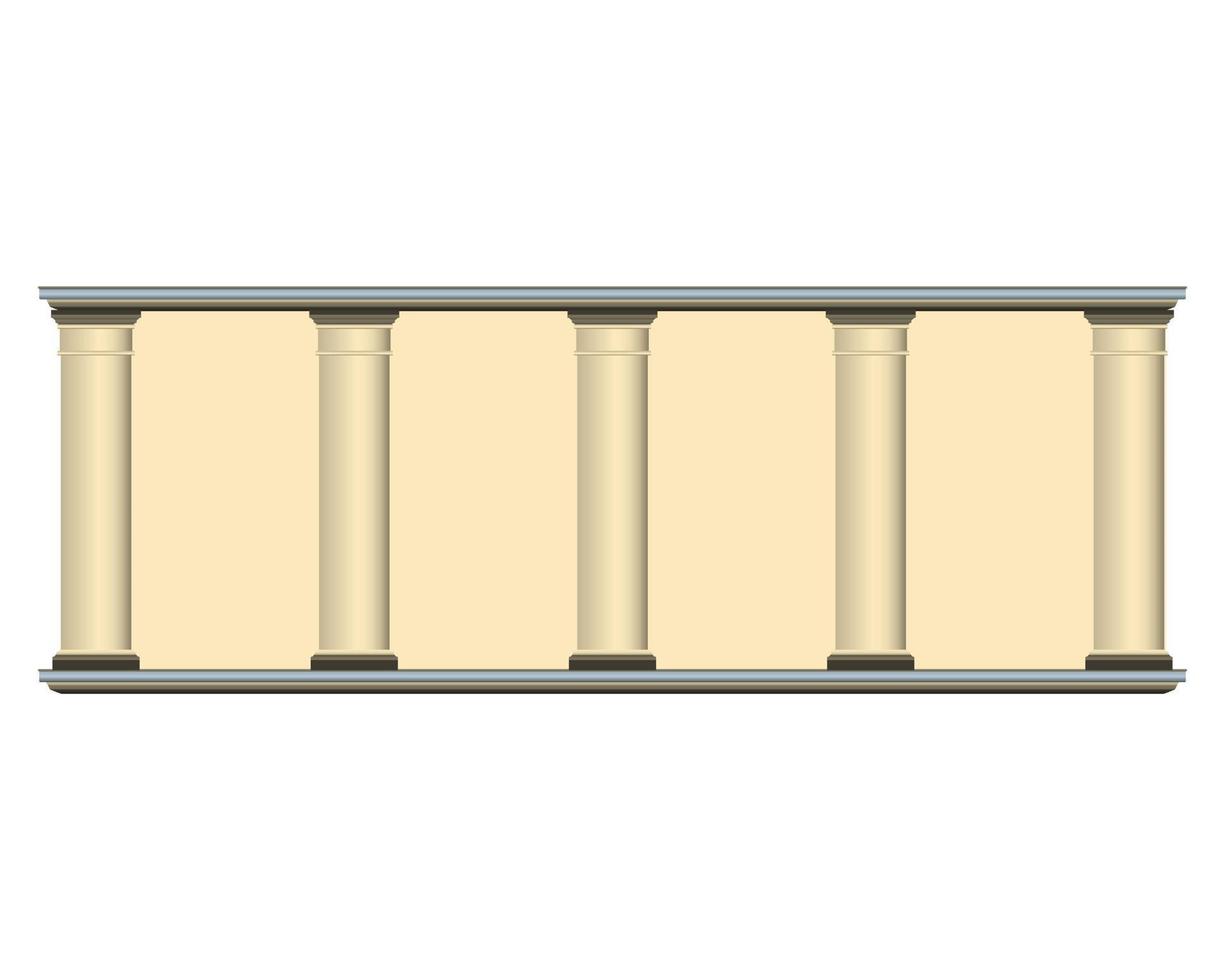 beige kolom muur in realistisch stijl. oud gebouw facade. kleurrijk vector illustratie geïsoleerd Aan wit achtergrond.