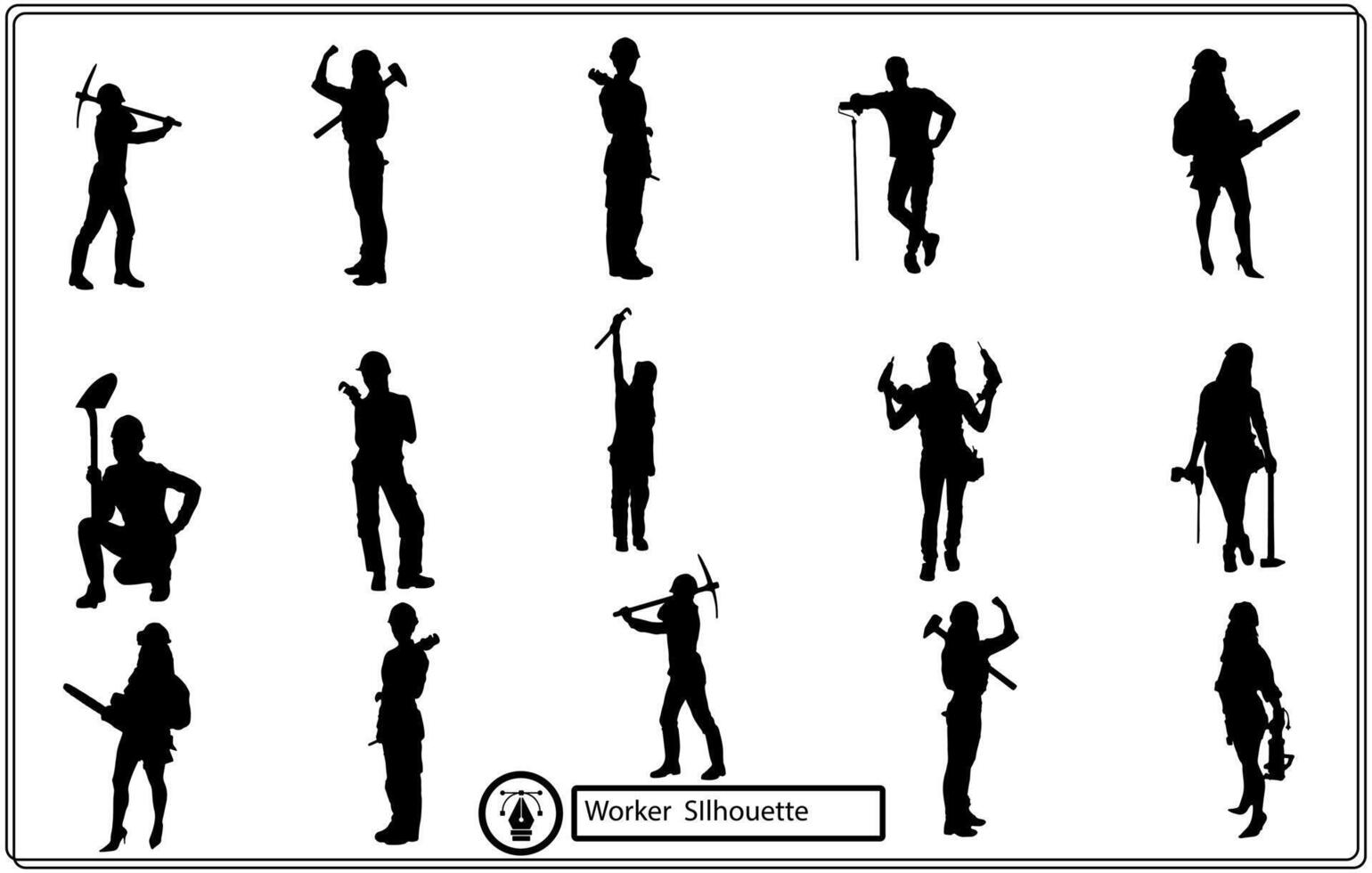 silhouet arbeiders en gereedschap geïsoleerd achtergrond. vector vrij