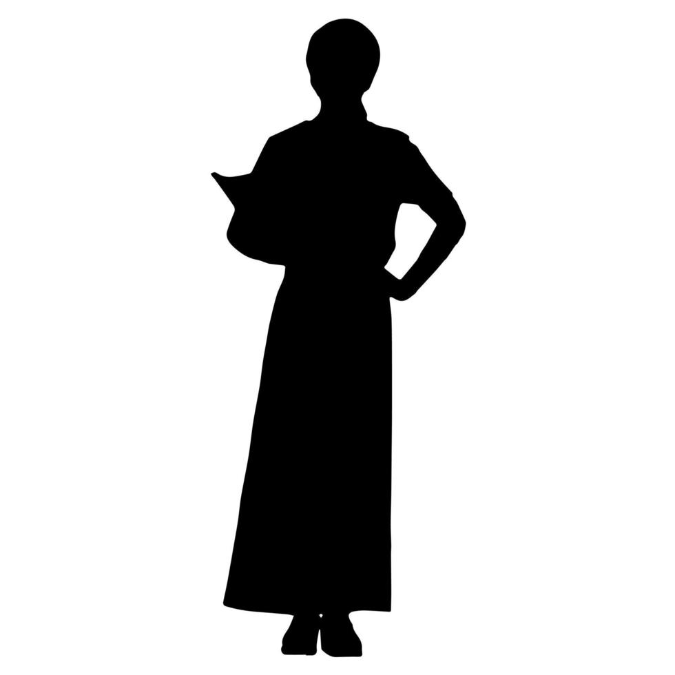 vector silhouetten van Dames. staand vrouw vorm geven aan. zwart kleur Aan geïsoleerd wit achtergrond. grafisch illustratie.