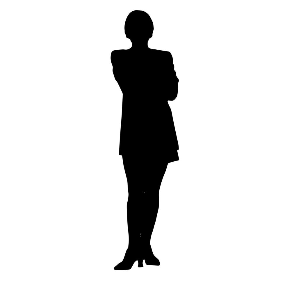 vector silhouetten van Dames. staand vrouw vorm geven aan. zwart kleur Aan geïsoleerd wit achtergrond. grafisch illustratie.