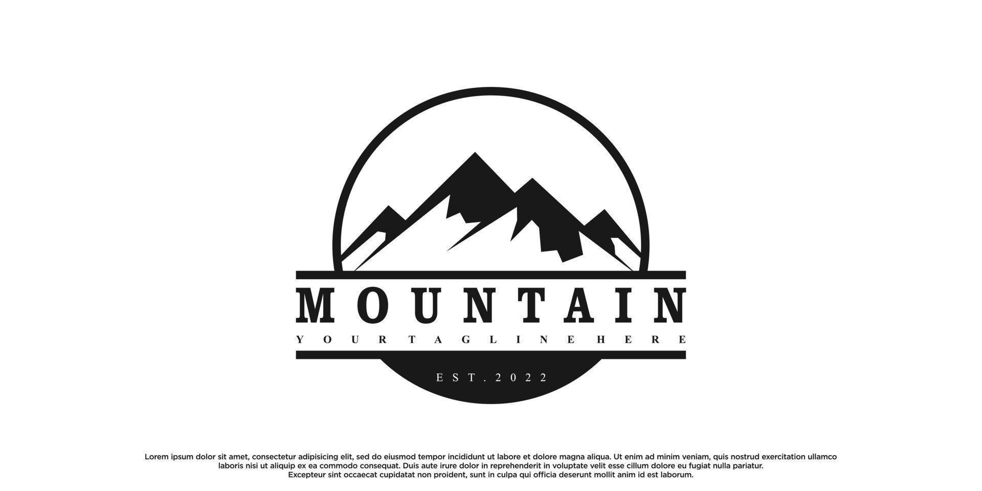 bergen logo ontwerp met wijnoogst uniek concept premie vector