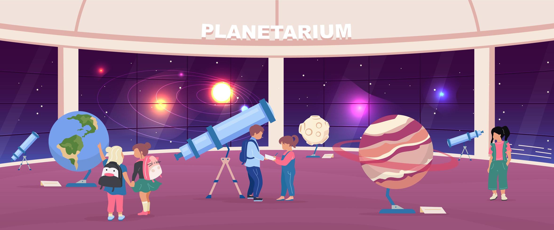 schoolexcursie naar planetarium vector