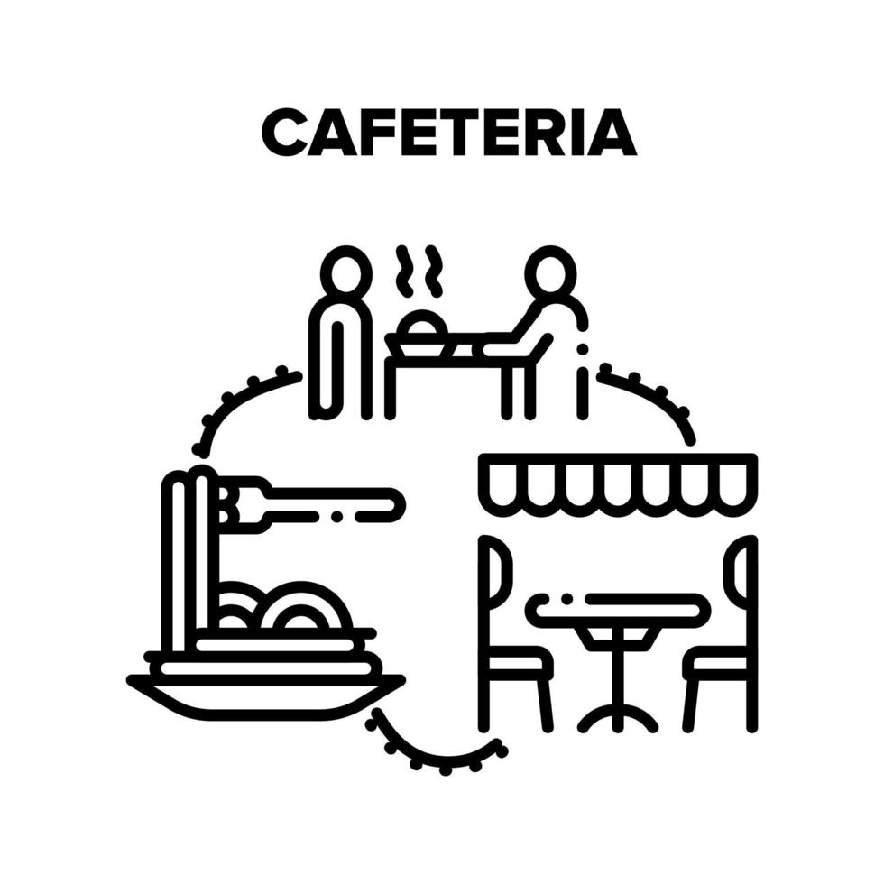 cafetaria voedsel vector zwart illustraties