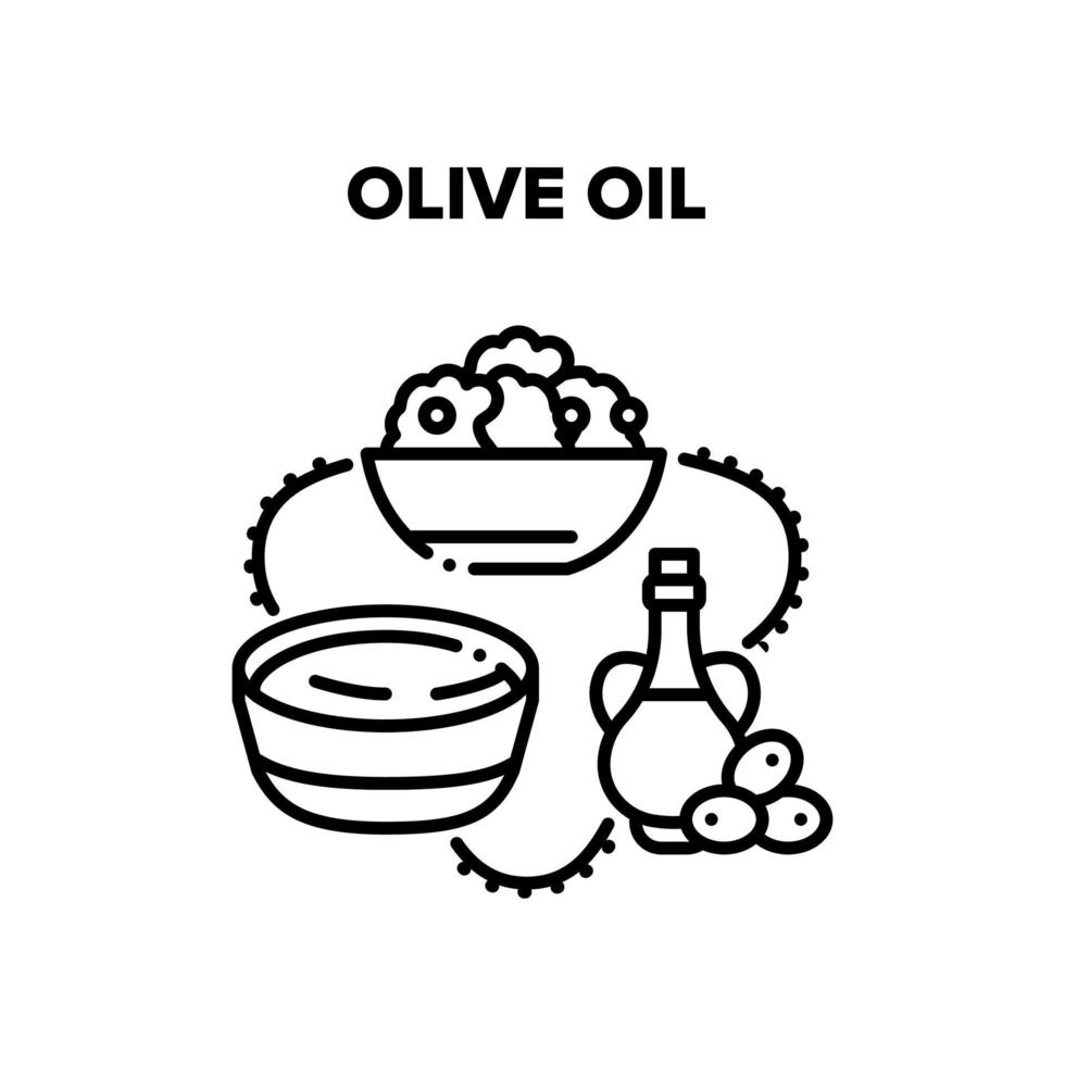 olijf- olie natuurlijk ingrediënt vector zwart illustraties