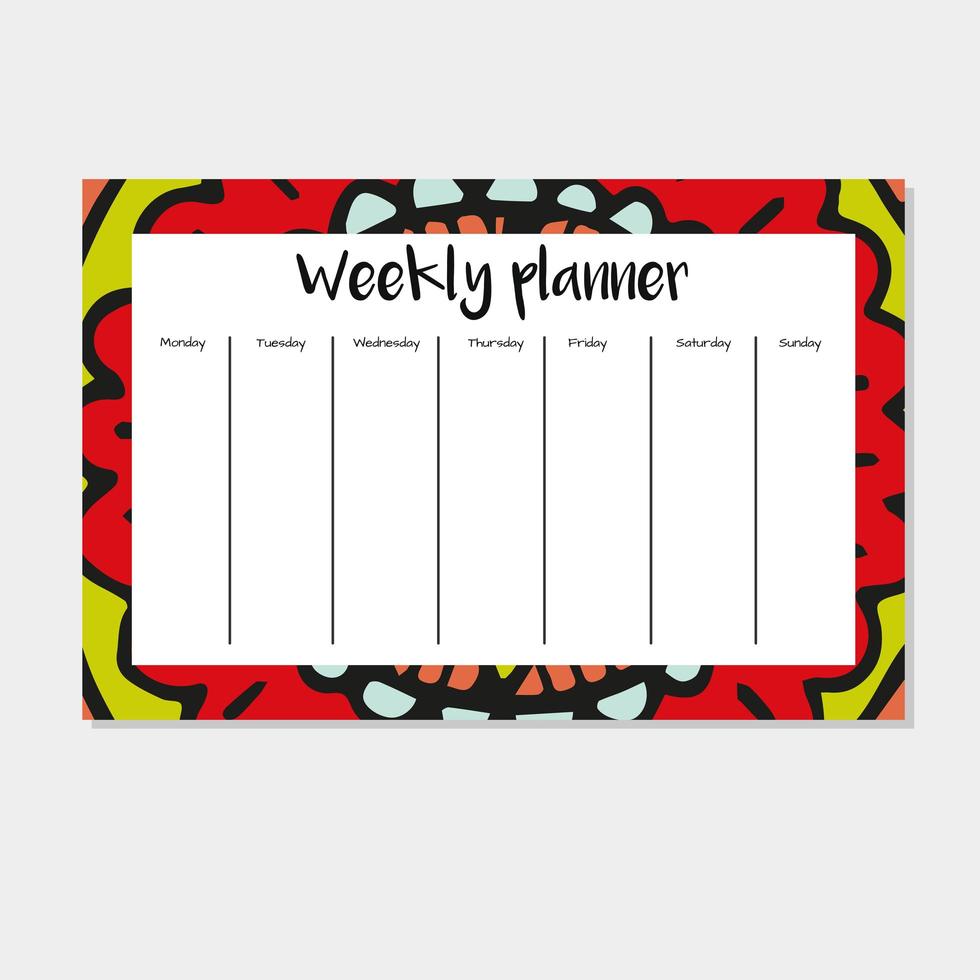 weekplanner in Indiase stijl. vector