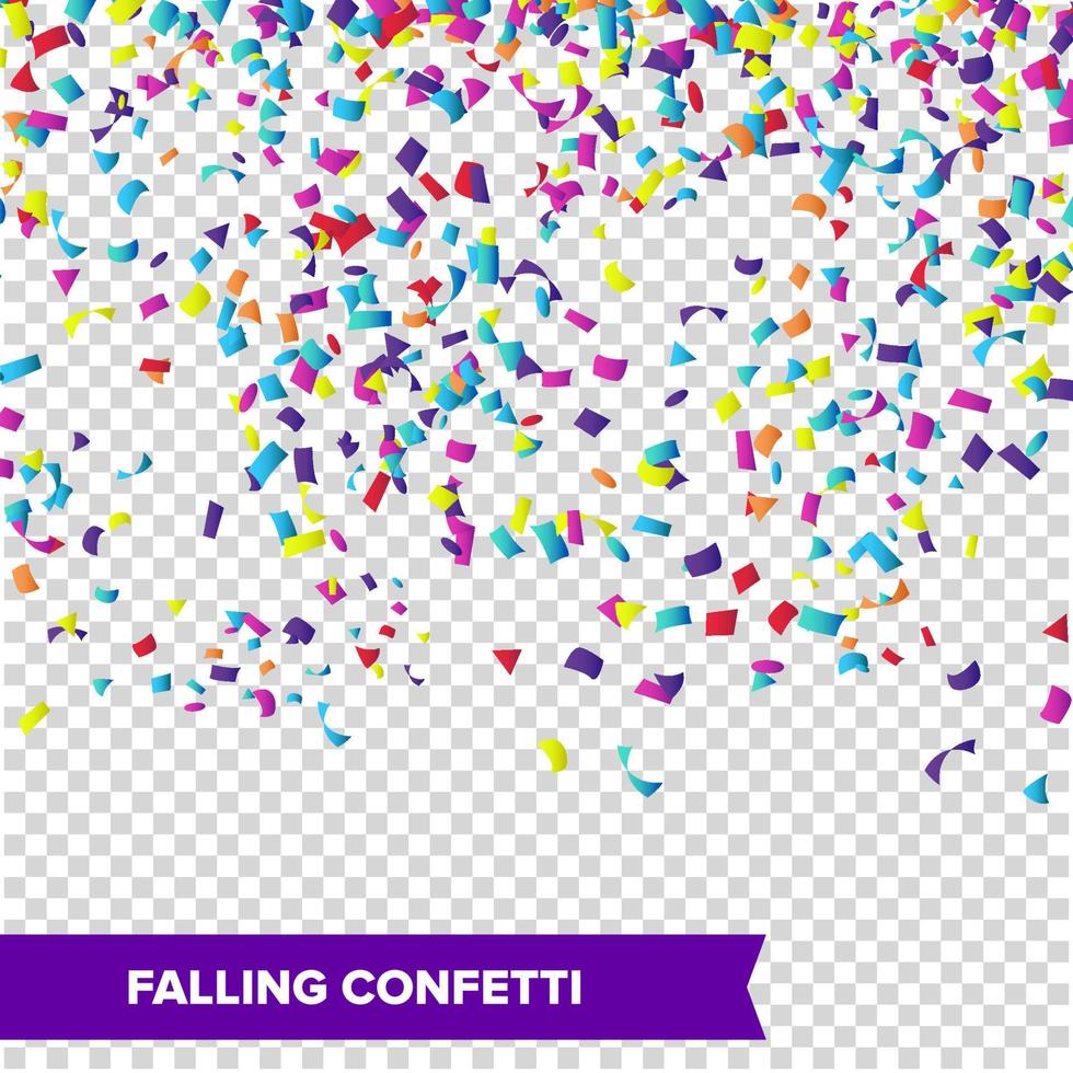 confetti vallend vector. helder explosie geïsoleerd Aan wit. achtergrond voor verjaardag, verjaardag, partij, vakantie decoratie. vector