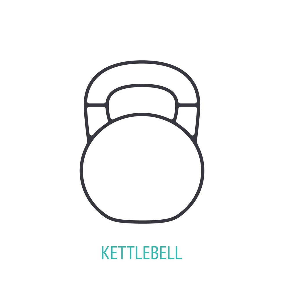 kettlebell met omgaan met Aan top schets icoon vector