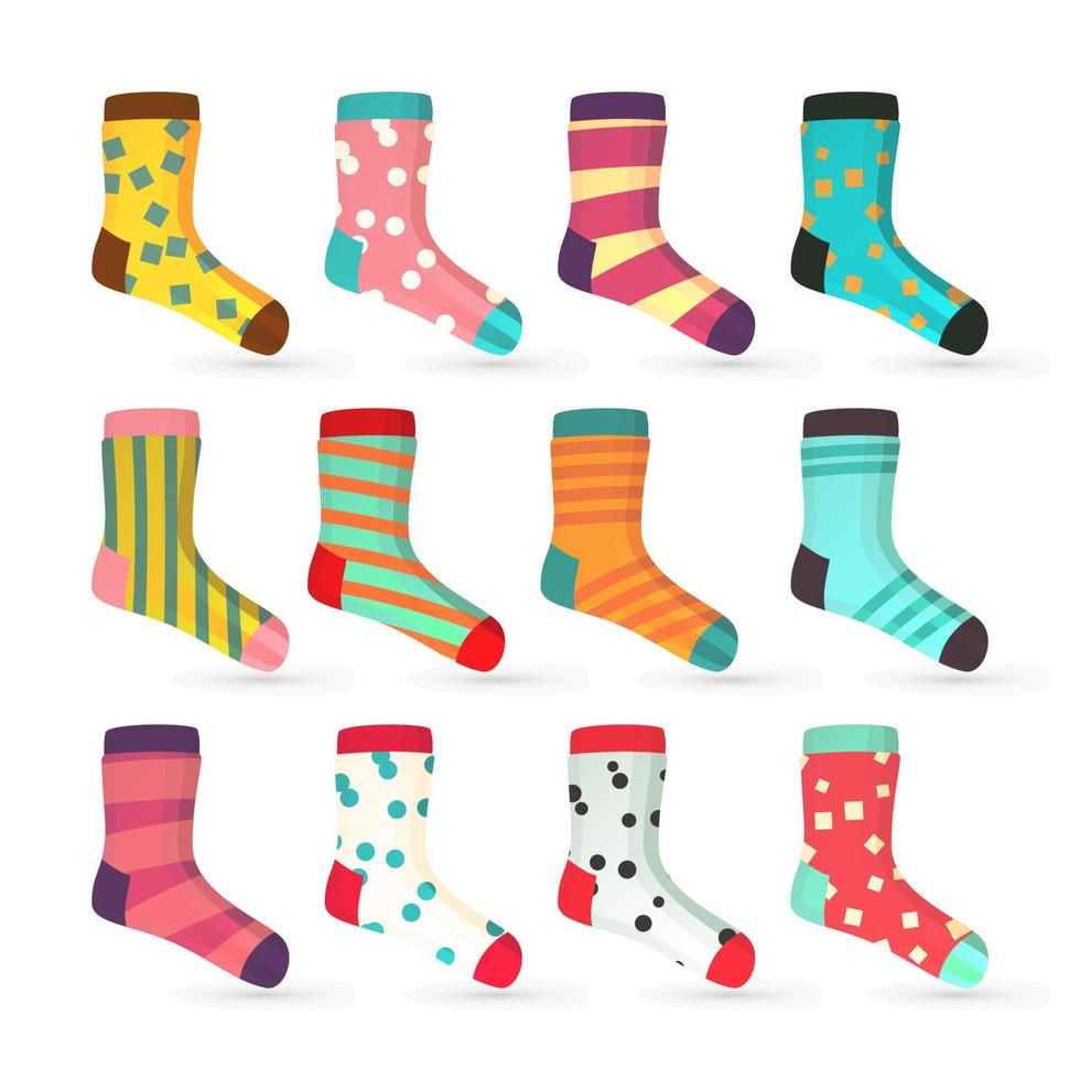 kind sokken pictogrammen vector. kleurrijk sokken reeks vector
